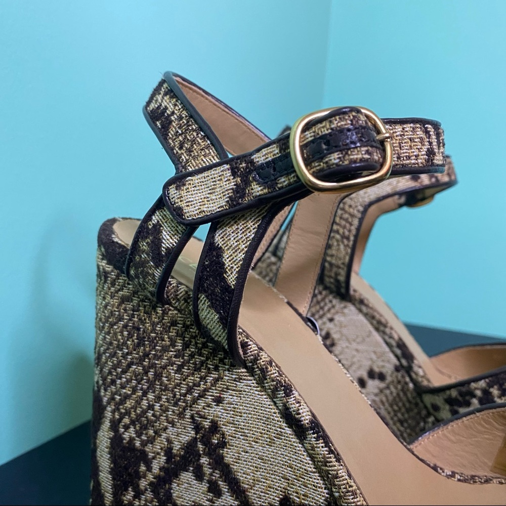 CELINE Jacquard Printed Wedge Sandals - Picture 9 of 15